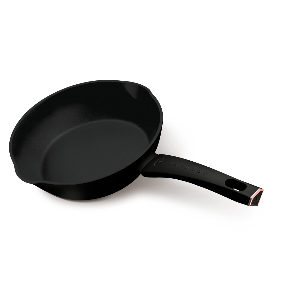 Mély serpenyő két kiöntővel, 24 cm, fekete és rózsaarany, kép 1