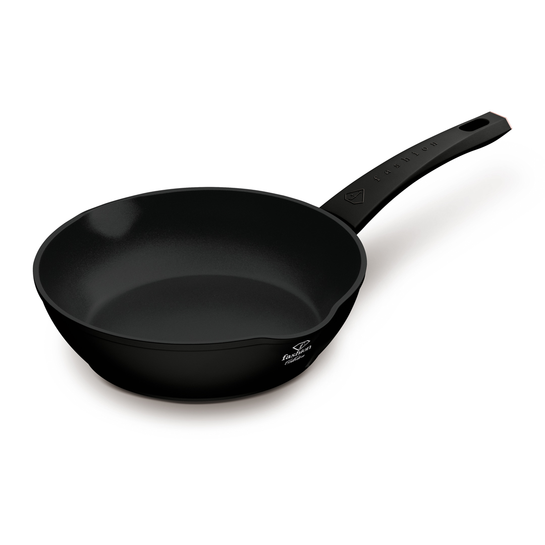 Mély serpenyő két kiöntővel, 24 cm, fekete és rózsaarany, kép 2
