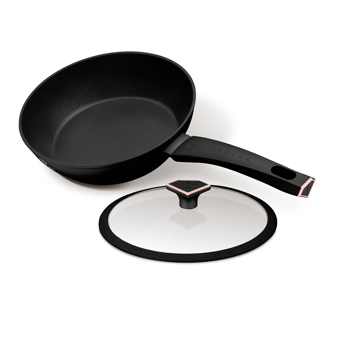 Poêle profonde avec couvercle en verre, 24 cm, noir et or rose, photo 2