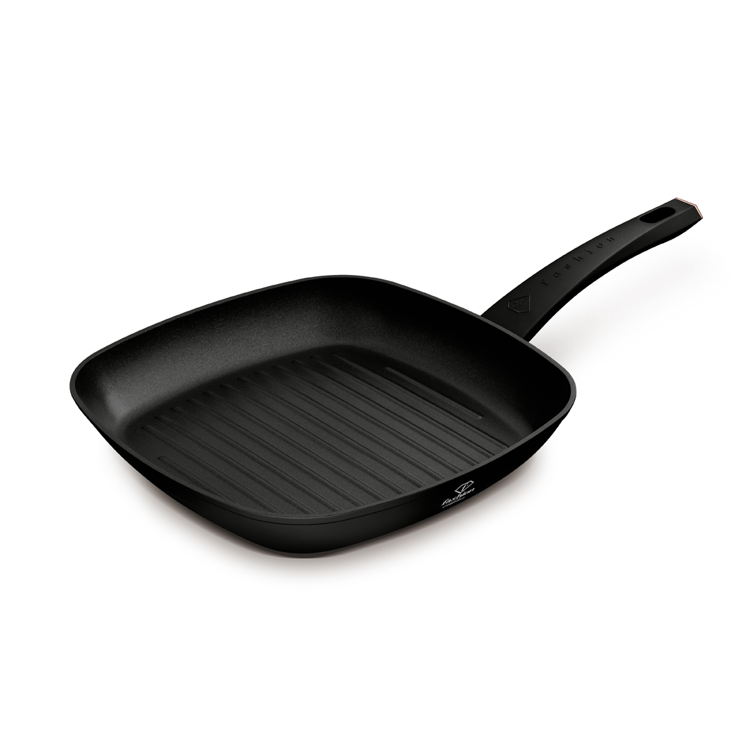 Tapadásmentes grillserpenyő, 28 cm, fekete és rózsaarany, kép 2