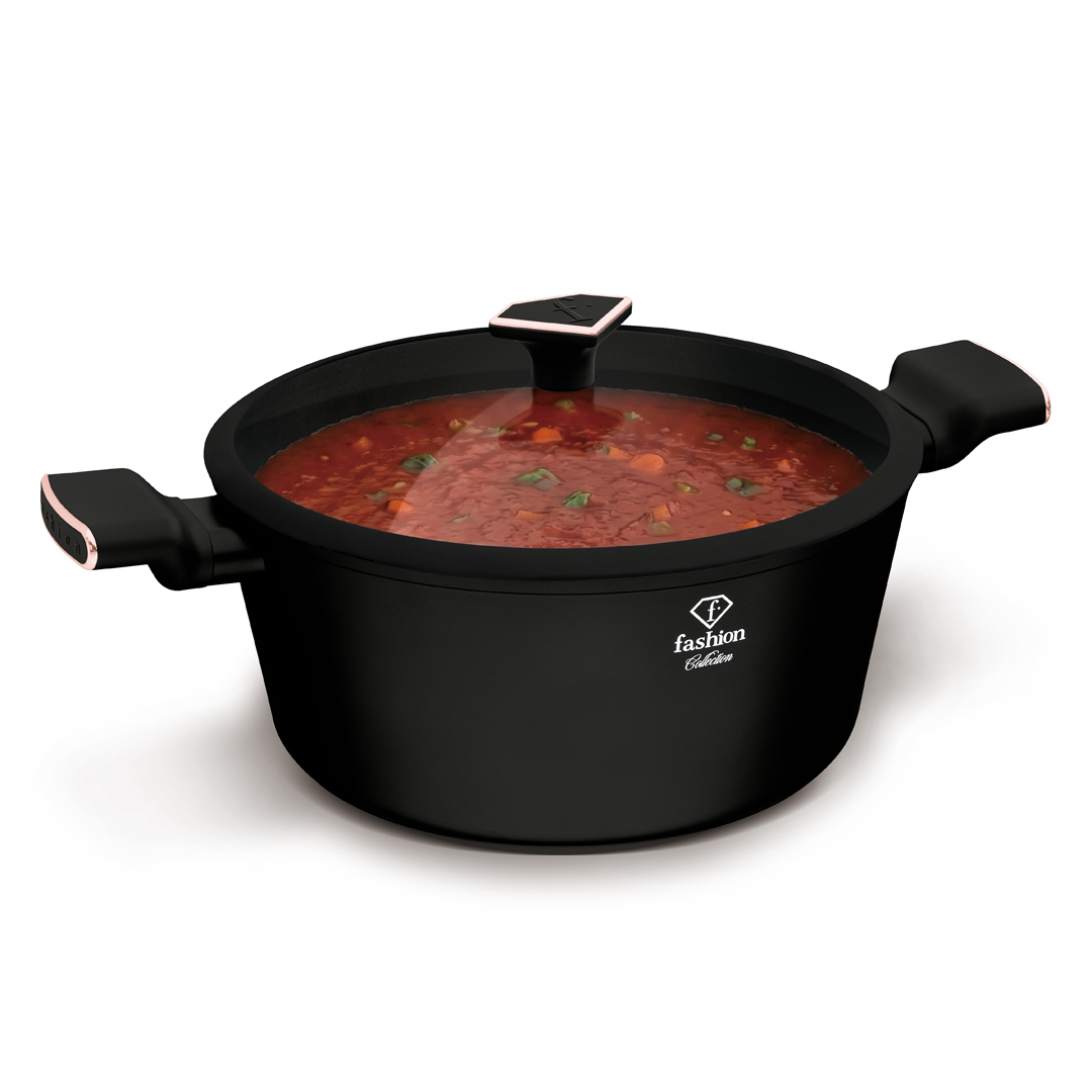 Pot with glass strainer lid, 28 cm, 6.1 litres, black and rose gold, photo 4