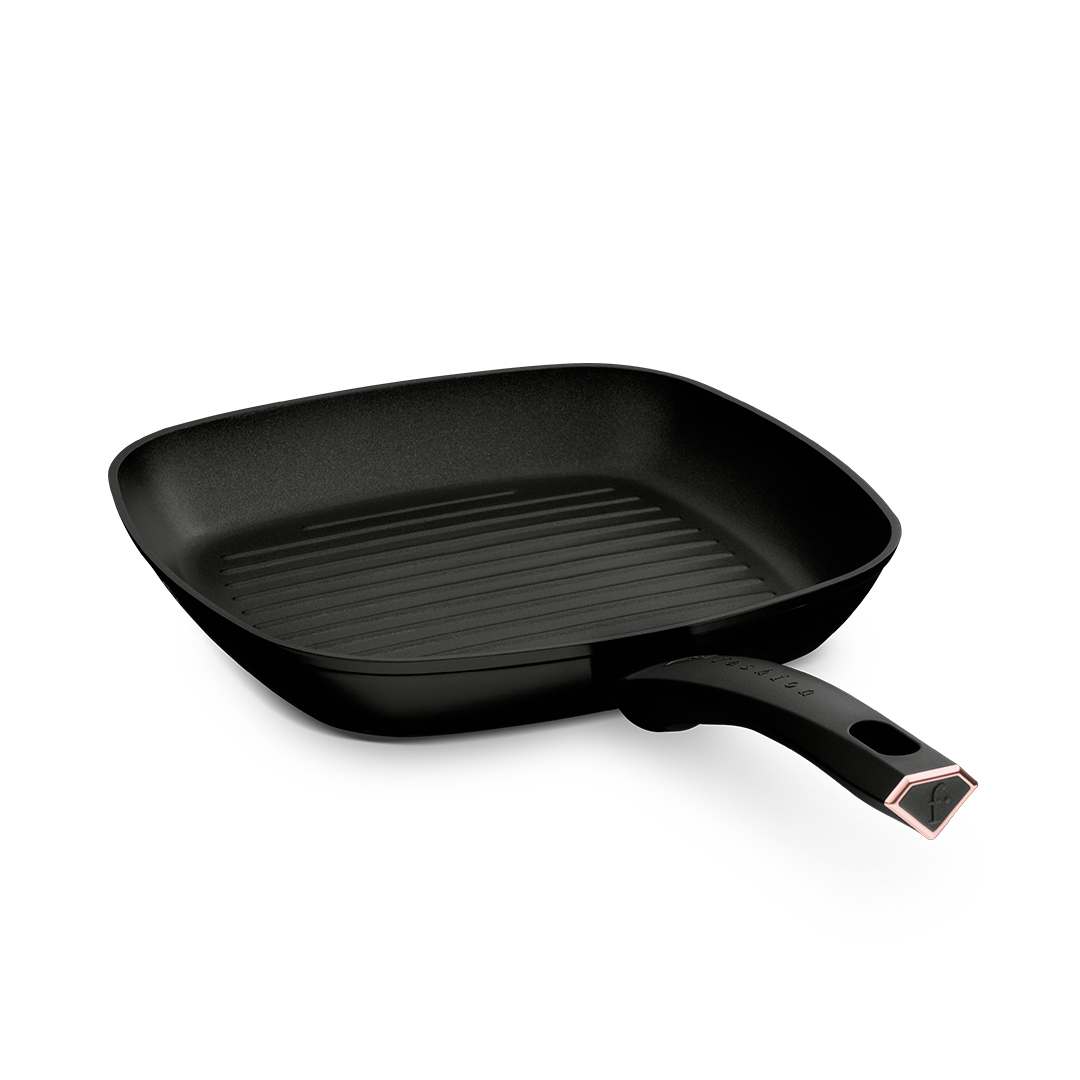 4 részes serpenyőkészlet grillserpenyővel, 20, 24 és 28 cm, fekete és rózsaarany, kép 3