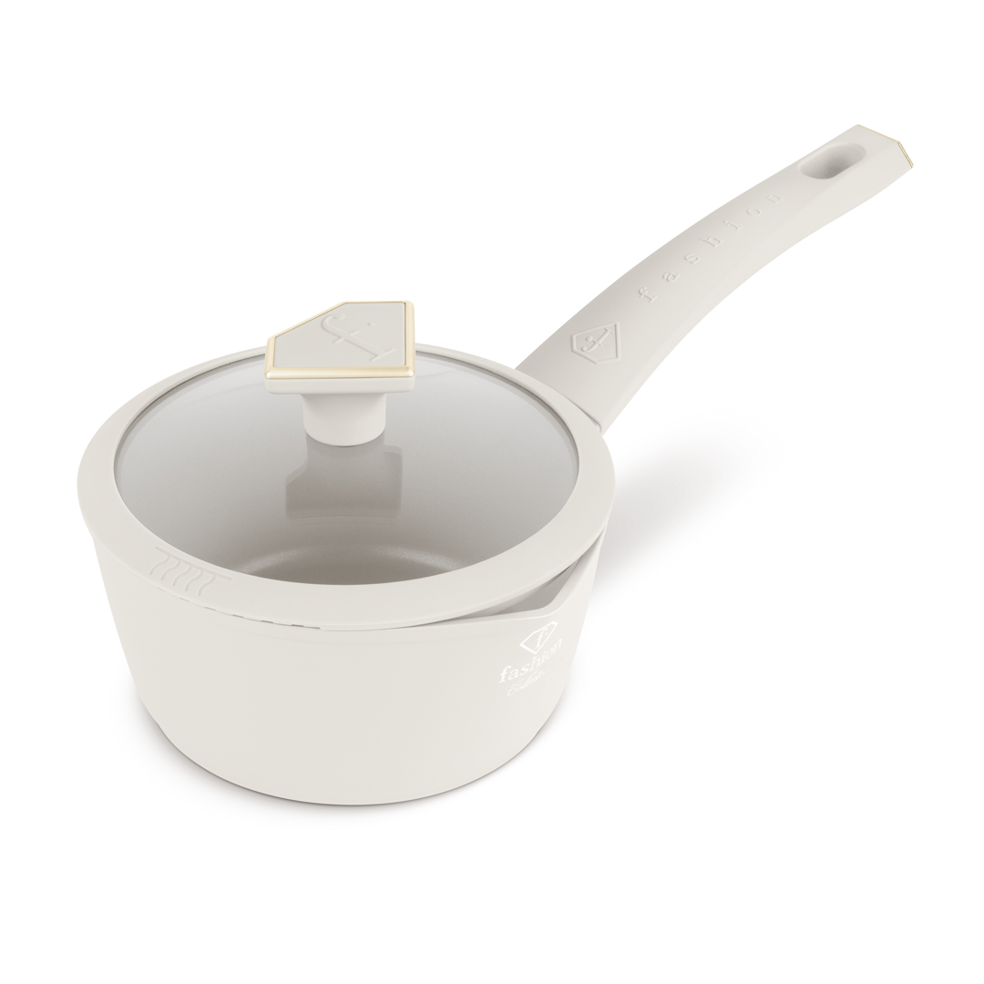 Saucepan with glass lid, 16 cm, 1.2 litres, cream and gold, photo 2