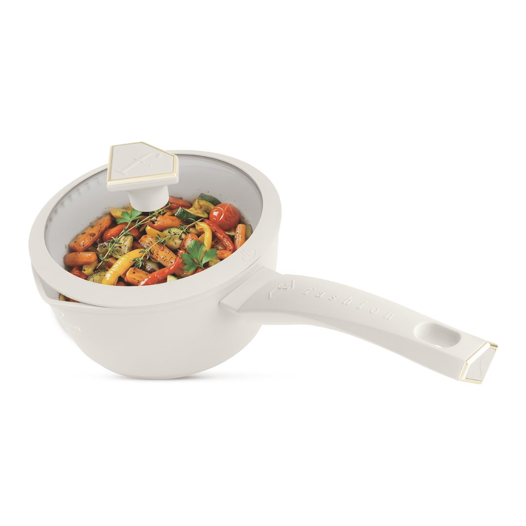 Saucepan with glass lid, 16 cm, 1.2 litres, cream and gold, photo 4