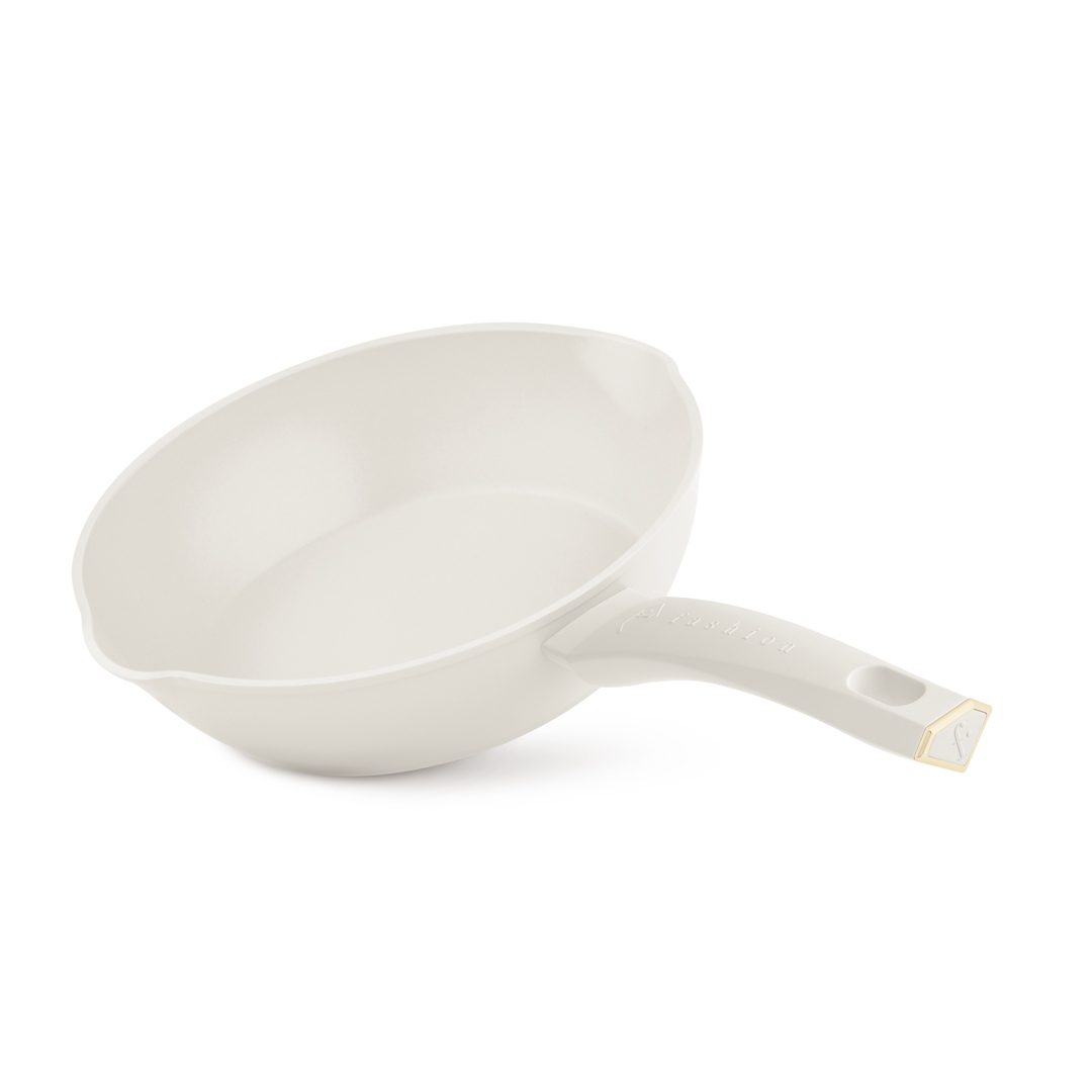 Mély serpenyő két kiöntővel, 24 cm, krém és arany, kép 1