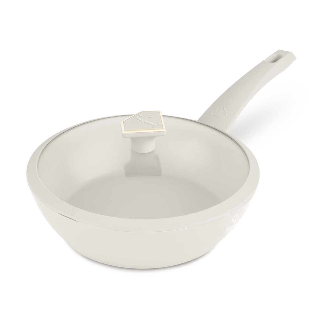Deep frying pan with glass lid, 24 cm, cream and gold, photo 2