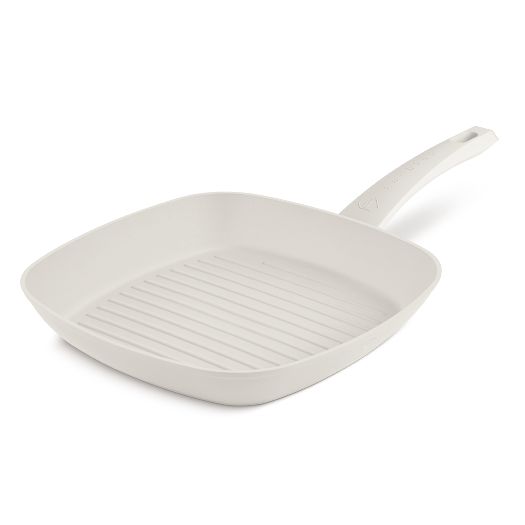 Patelnia grillowa nieprzywierająca, 28 cm, krem i złoto, zdjęcie 2