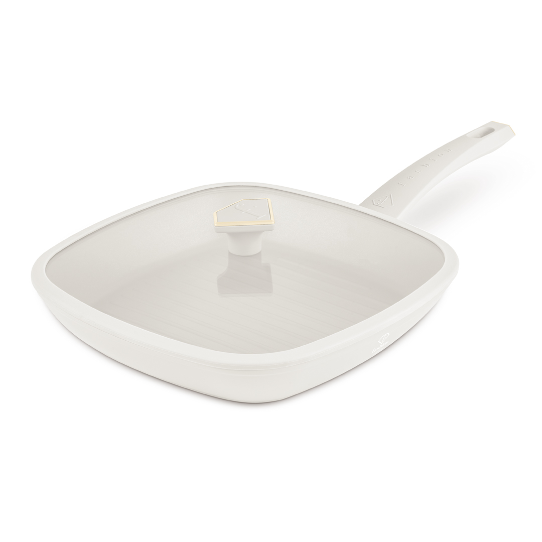 Grill pan with glass lid, 28 cm, cream and gold, photo 2