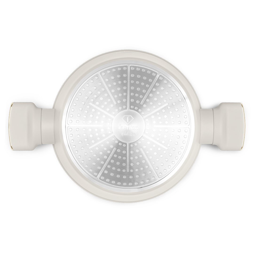 Pot with glass strainer lid, 24 cm, 4.1 litres, cream and gold, photo 3