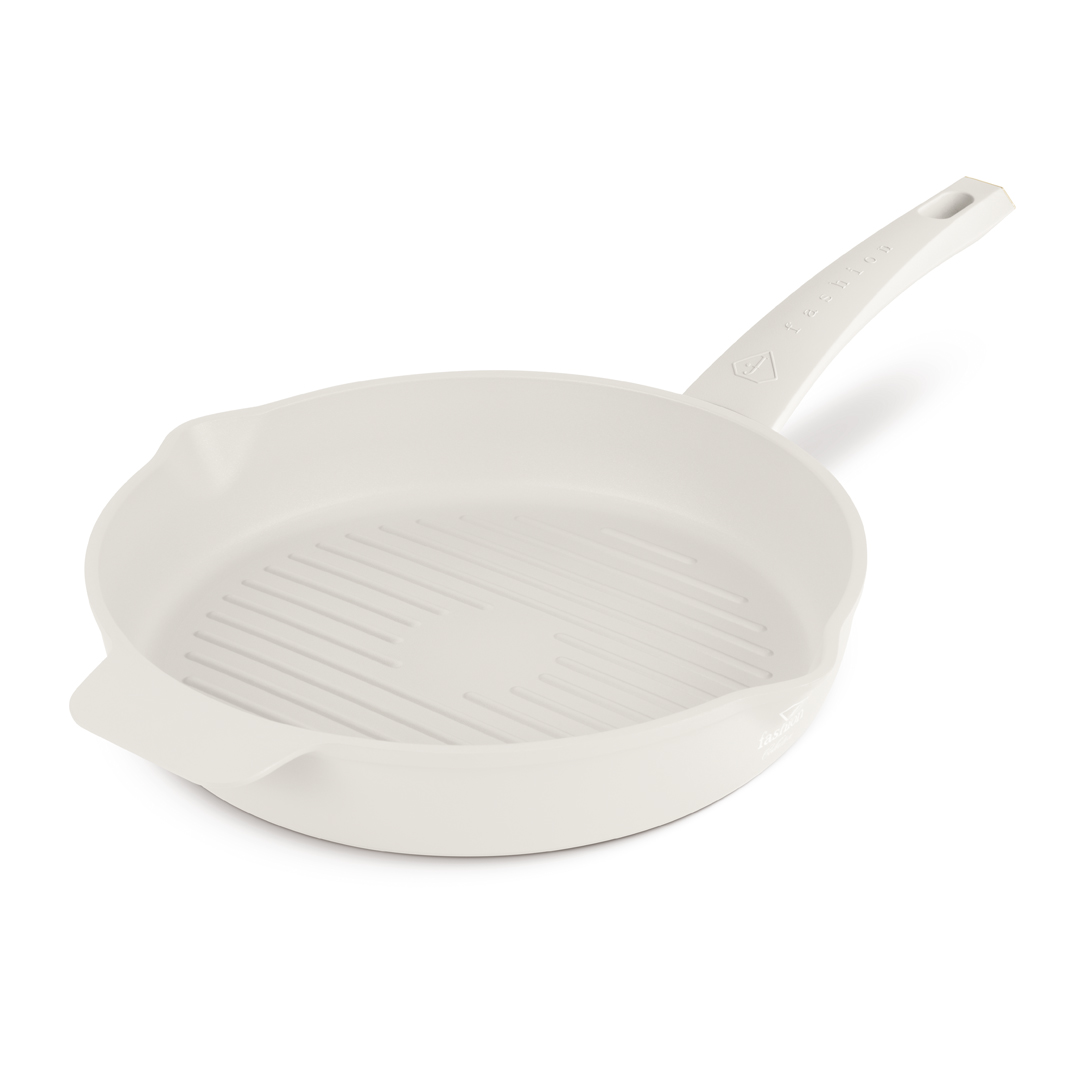 Kerek grillserpenyő két kiöntővel, 26 cm, krém és arany, kép 2