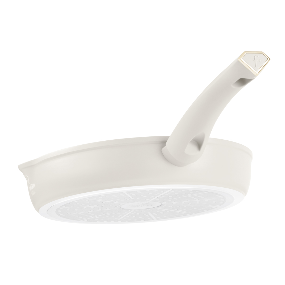 Kerek grillserpenyő két kiöntővel, 26 cm, krém és arany, kép 3