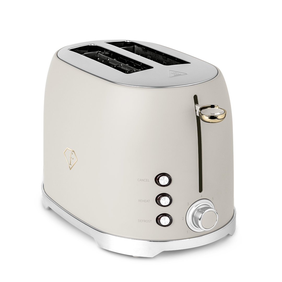 Toaster with 7 browning settings, cream and gold, photo 3