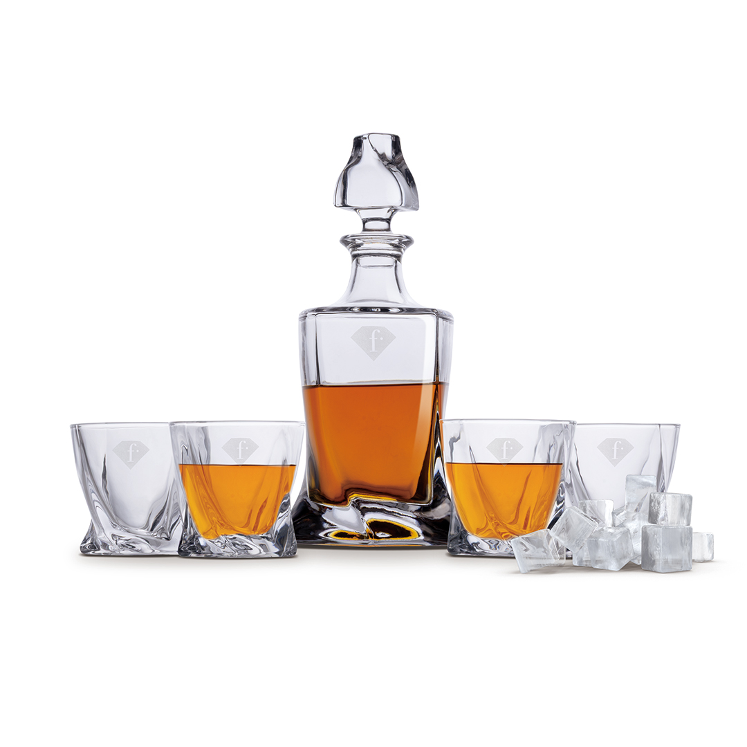 Whiskyszett 4 pohárral és üvegdekanterrel, kép 1