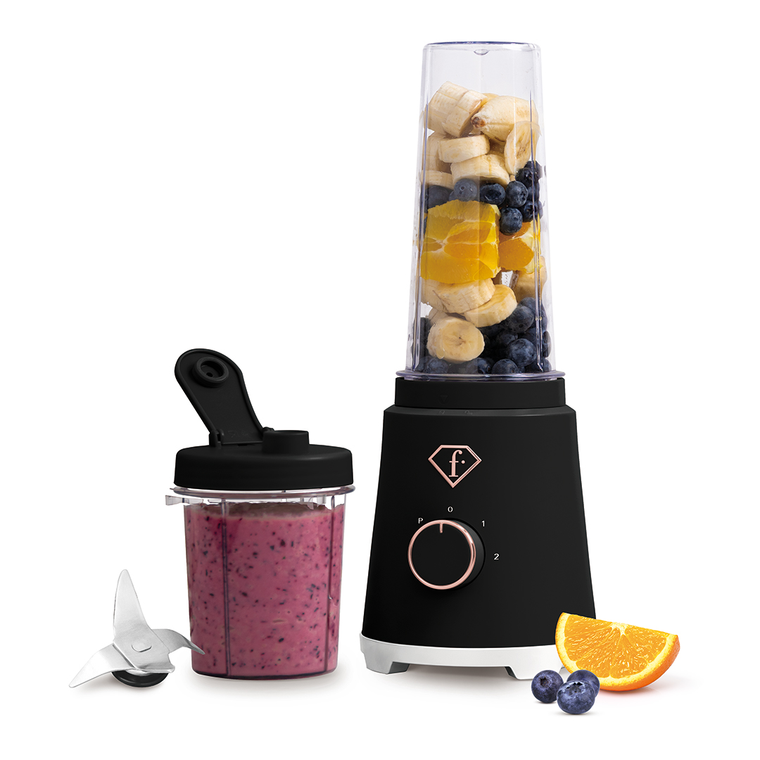 Smoothie-készítő 2 kulaccsal, fekete és rózsaarany, kép 1