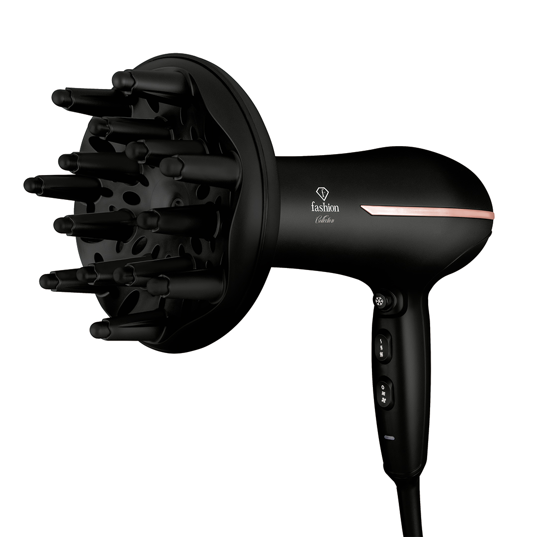 Sèche-cheveux avec concentrateur et diffuseur, noir et or rose, photo 2