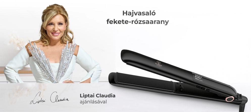 Liptai Claudia mit dem Glätteisen