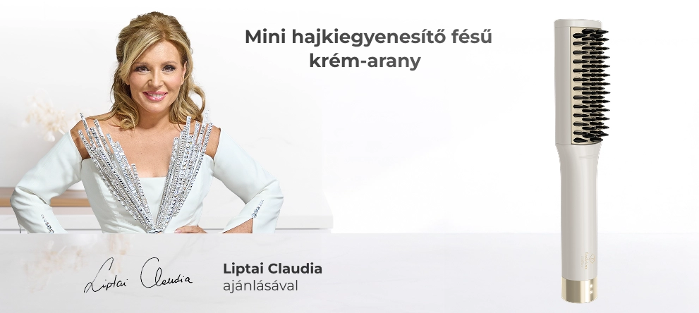 Liptai Claudia a mini hajsimító fésűvel