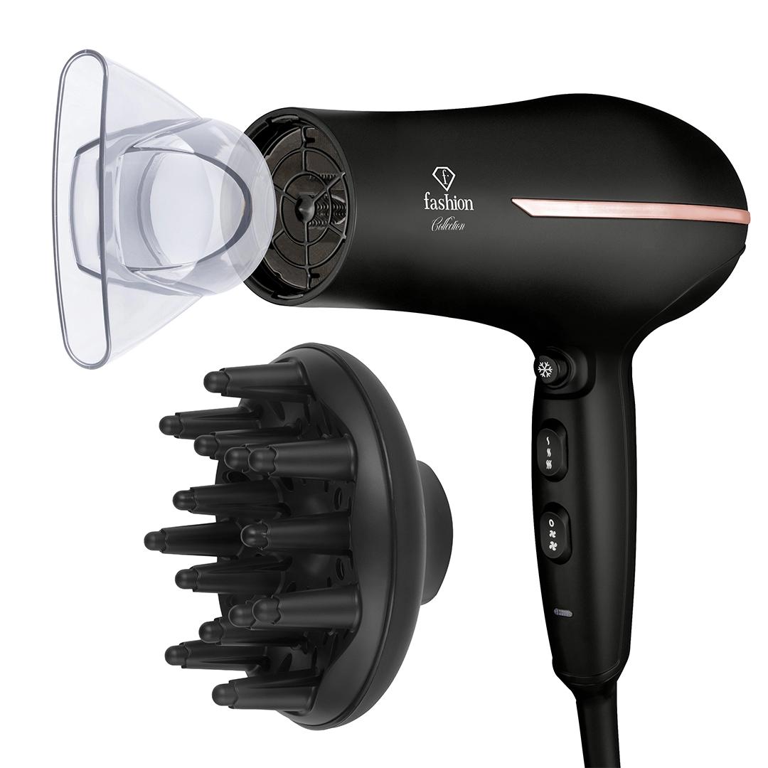 Le sèche-cheveux avec le concentrateur et le diffuseur fournis