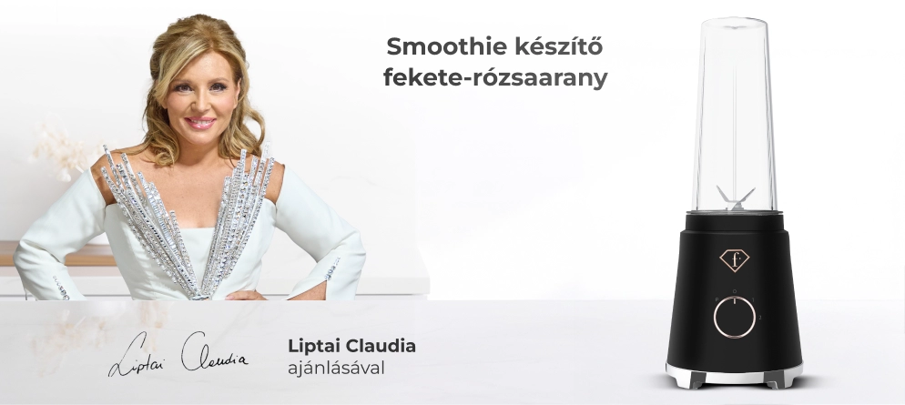 Liptai Claudia a smoothie-készítővel