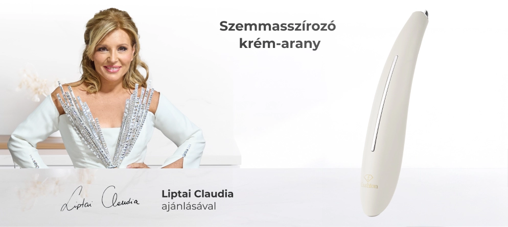 Liptai Claudia a szemkörnyékmasszírozóval