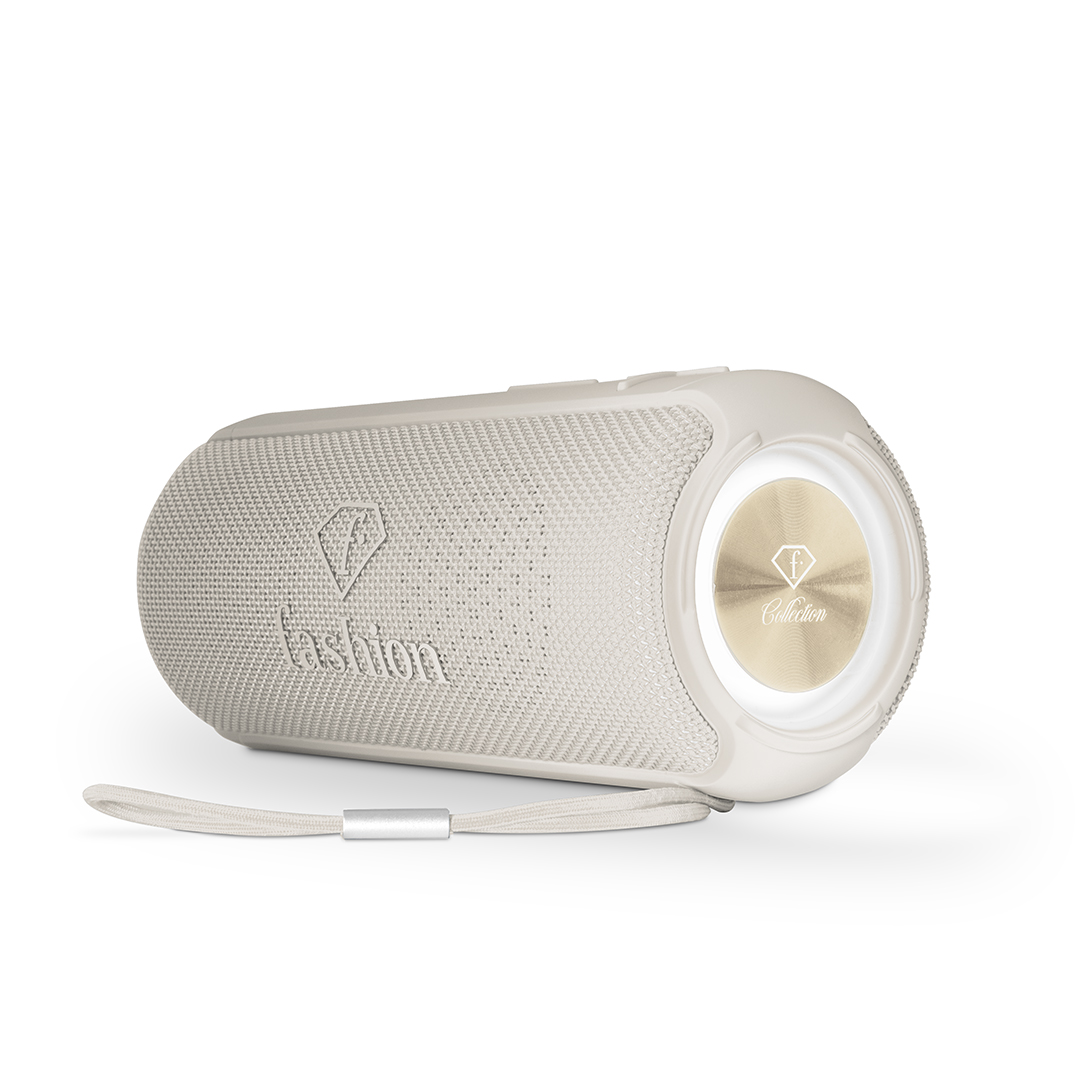 Hordozható Bluetooth-hangszóró, 21 cm, krém és arany, kép 2
