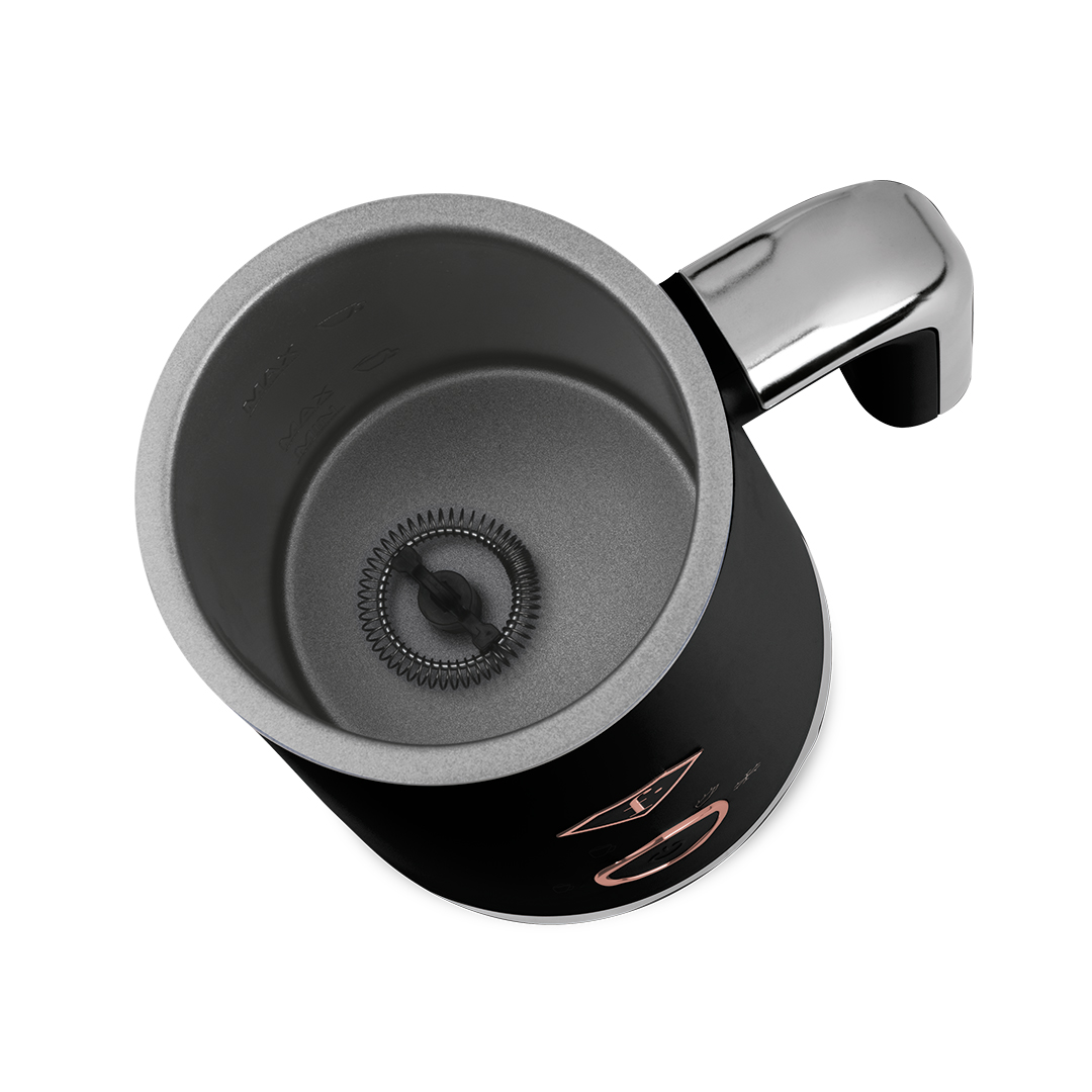 Milk frother for hot and cold foam, black and rose gold, photo 2