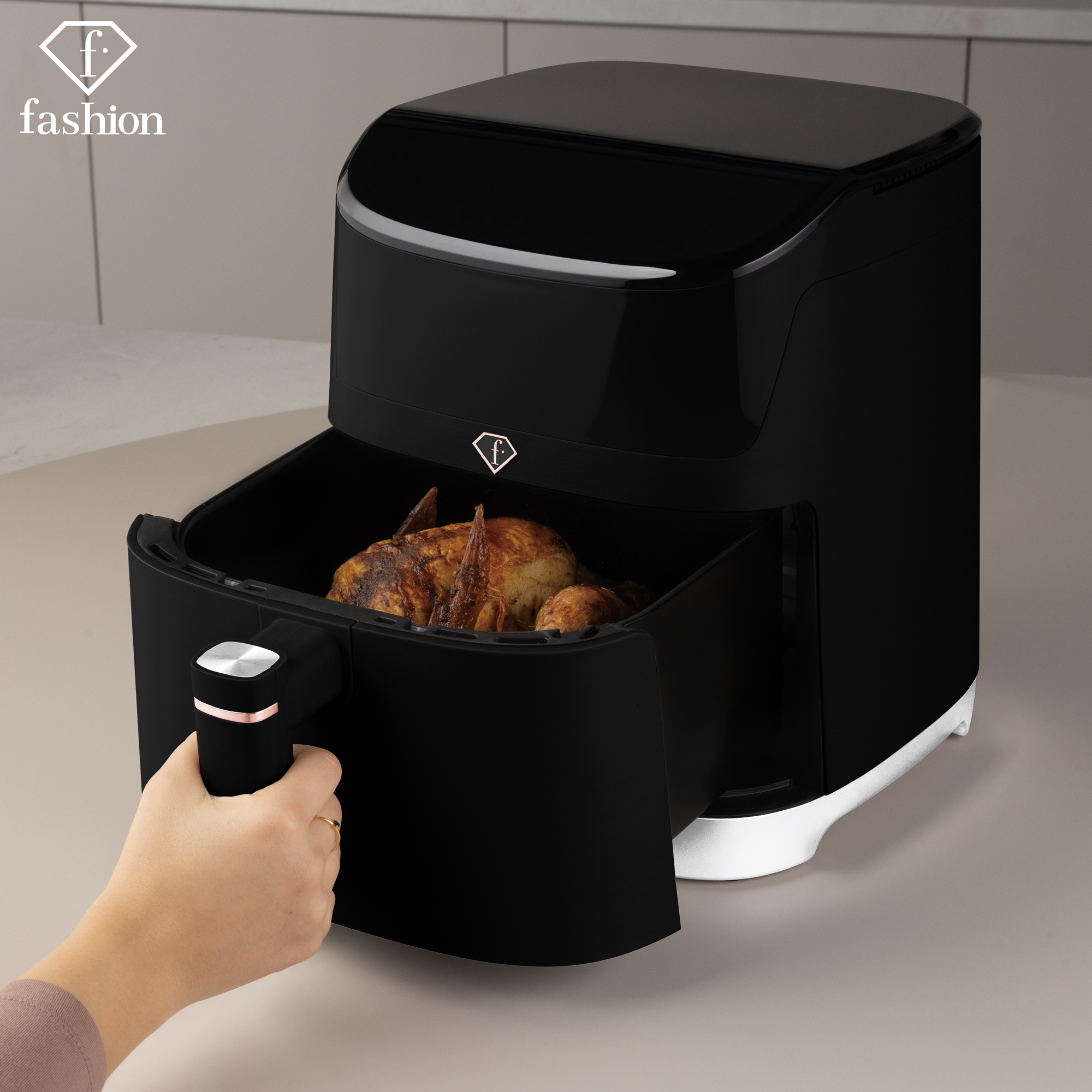 Air Fryer, 6 l, fekete és rózsaarany, kép 3